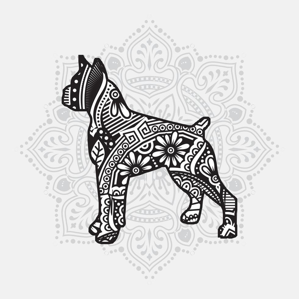 Dog Mandala. Vintage decorative elements. Oriental pattern, vector illustration.