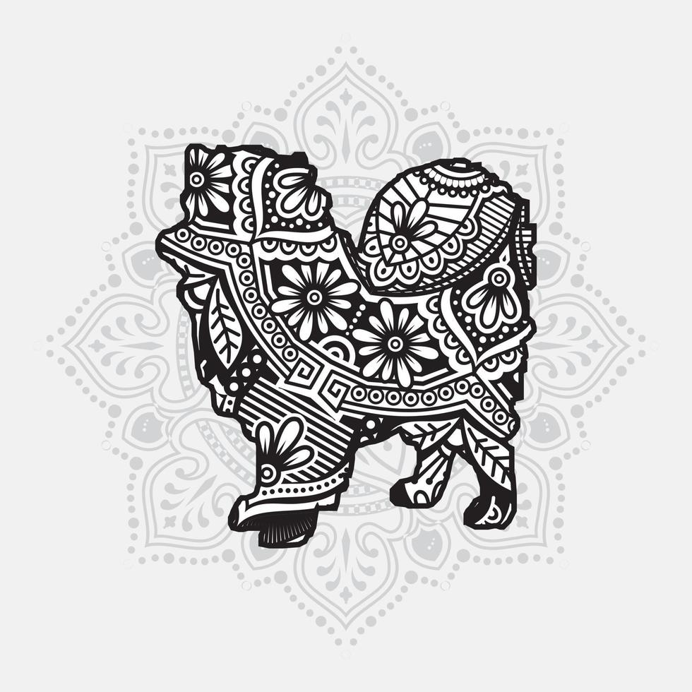 Dog Mandala. Vintage decorative elements. Oriental pattern, vector illustration.