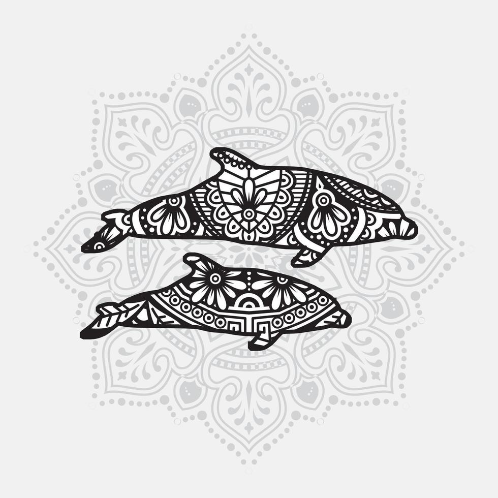 Sea Animal Mandala. Vintage decorative elements. Oriental pattern, vector illustration.