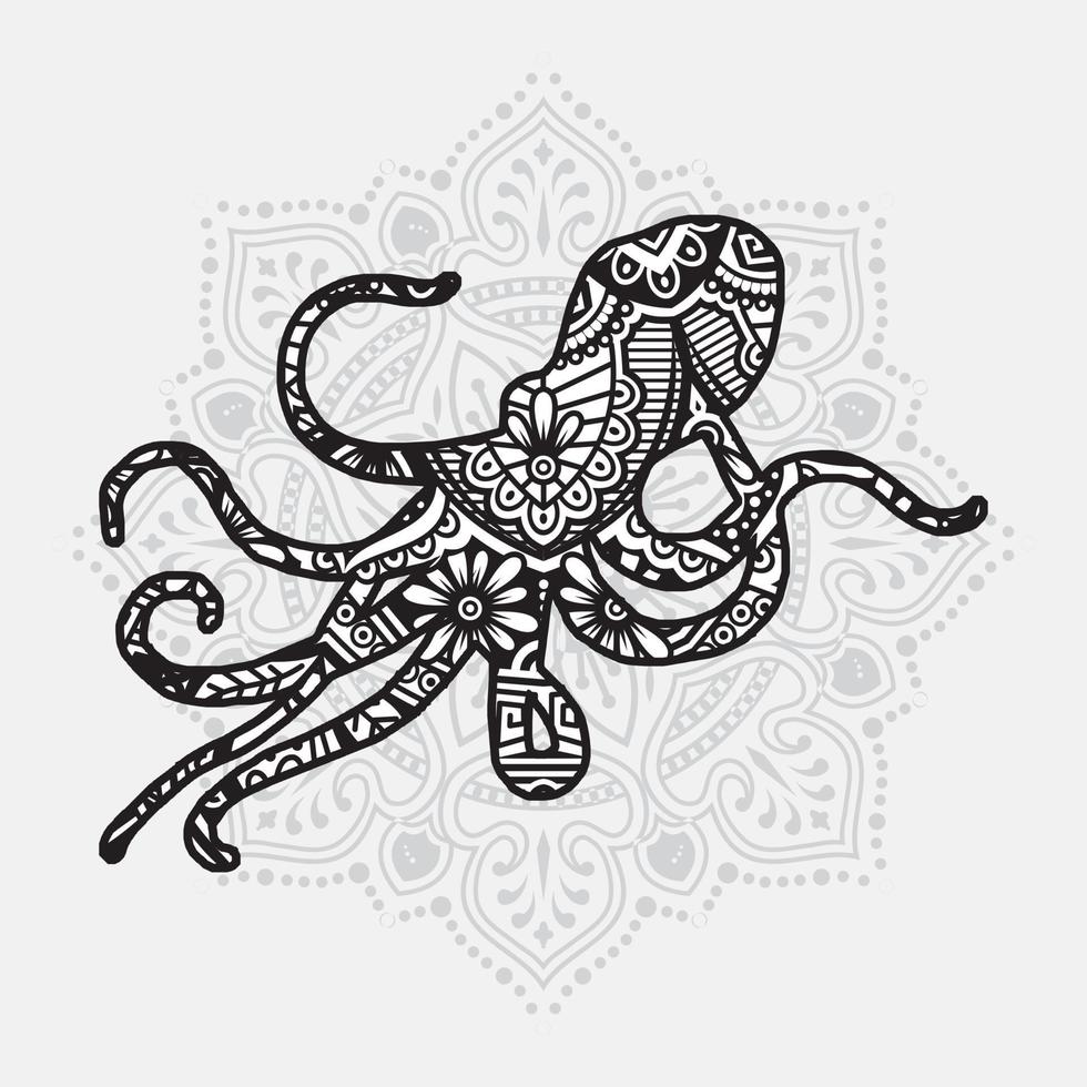 Sea Animal Mandala. Vintage decorative elements. Oriental pattern, vector illustration.