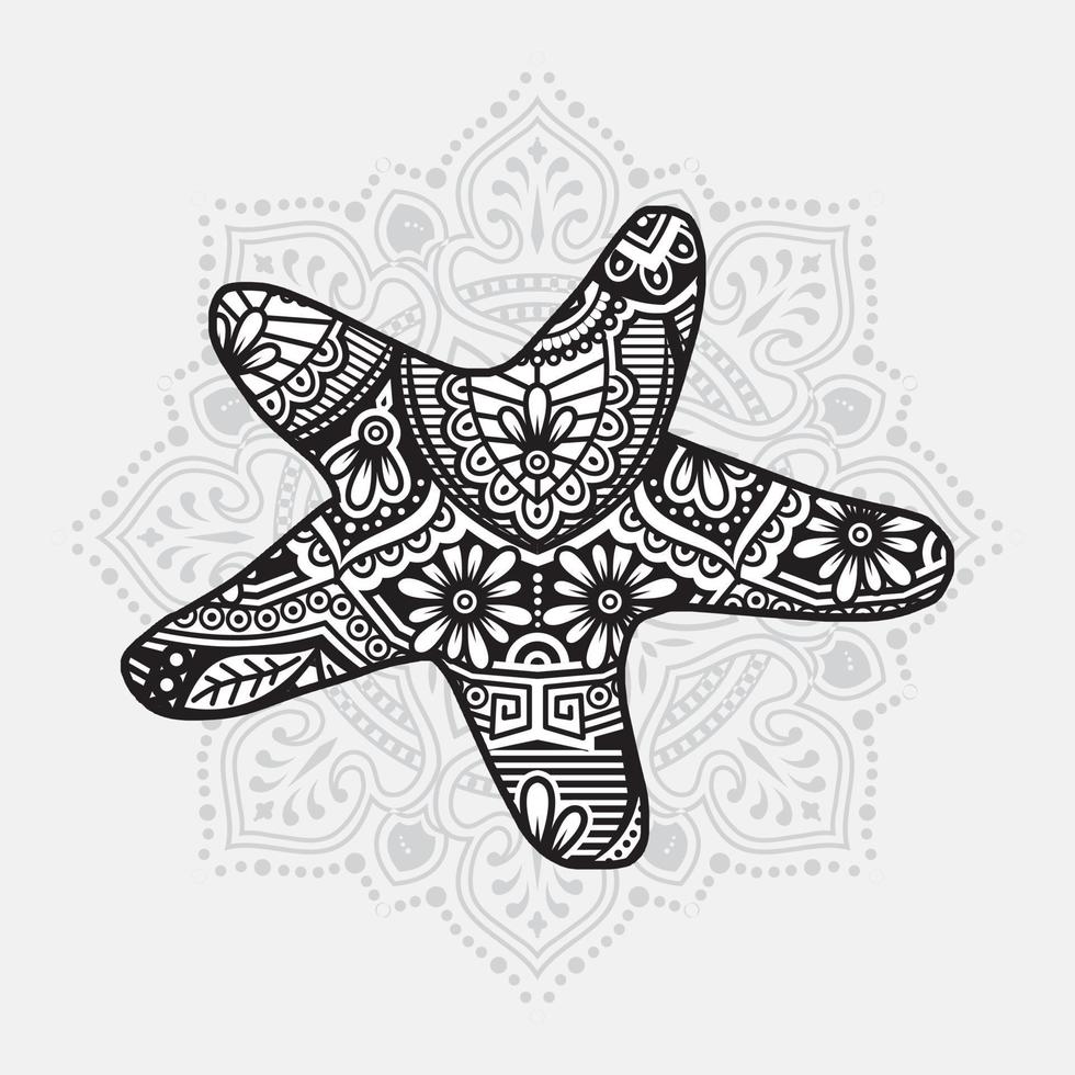 Sea Animal Mandala. Vintage decorative elements. Oriental pattern, vector illustration.
