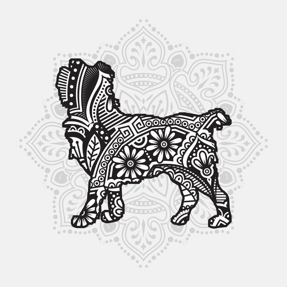 Dog Mandala. Vintage decorative elements. Oriental pattern, vector illustration.