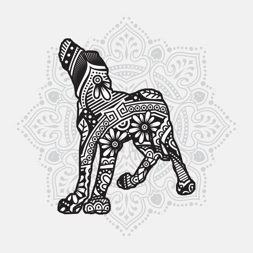 Dog Mandala. Vintage decorative elements. Oriental pattern, vector illustration.