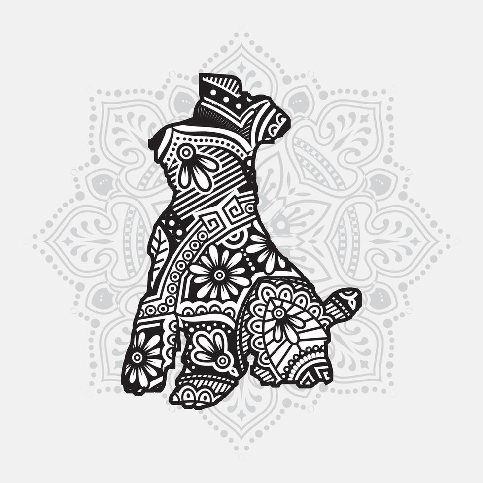 Dog Mandala. Vintage decorative elements. Oriental pattern, vector illustration.