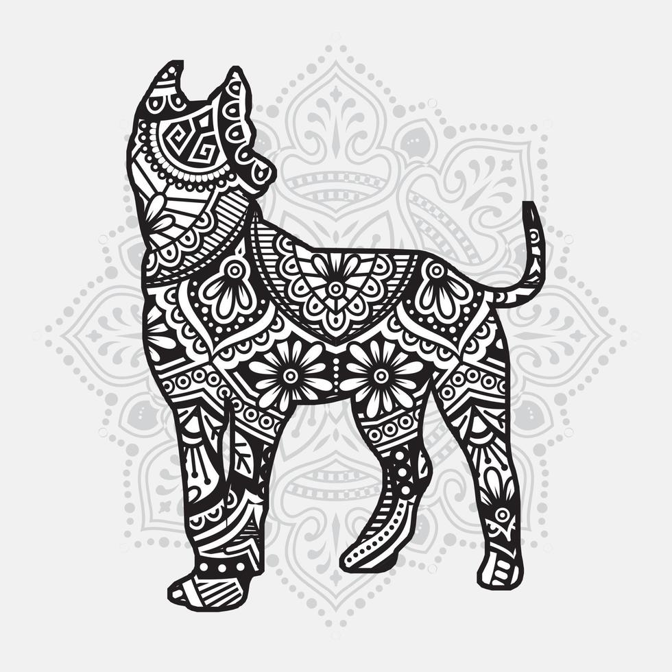 Dog Mandala. Vintage decorative elements. Oriental pattern, vector illustration.