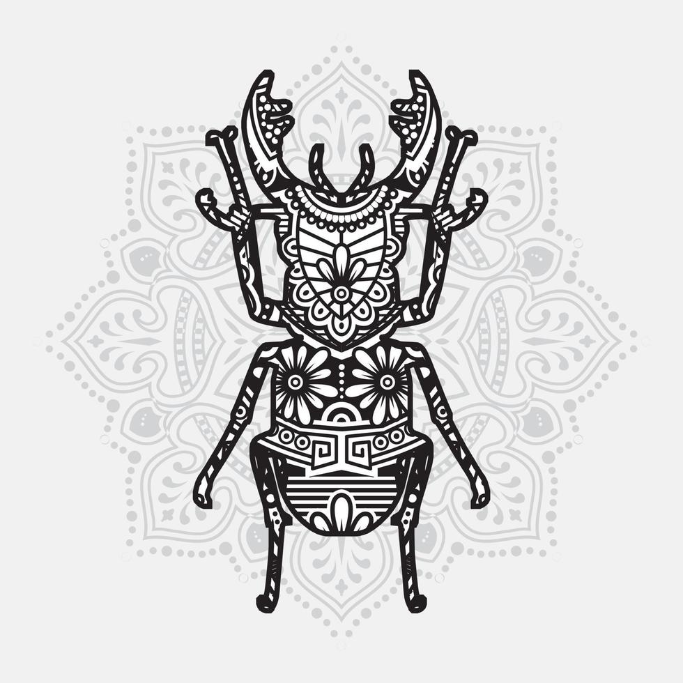 Insect Mandala. Vintage decorative elements. Oriental pattern, vector illustration.