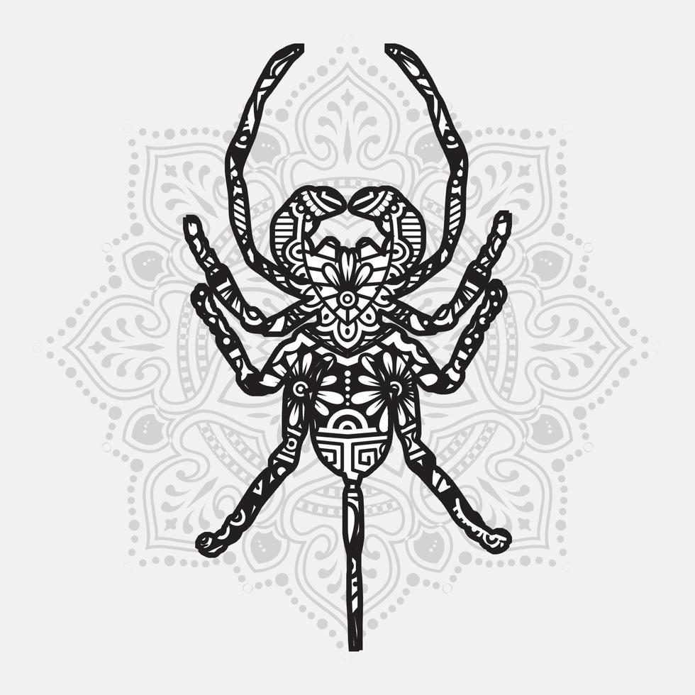 Insect Mandala. Vintage decorative elements. Oriental pattern, vector illustration.