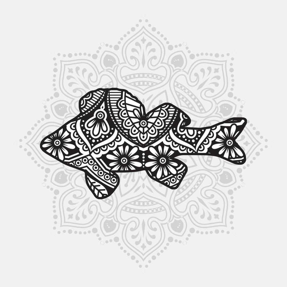Sea Animal Mandala. Vintage decorative elements. Oriental pattern, vector illustration.