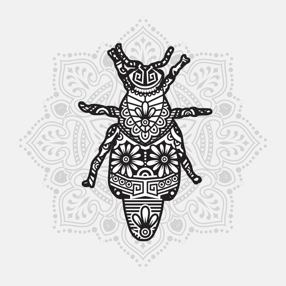 Insect Mandala. Vintage decorative elements. Oriental pattern, vector illustration.