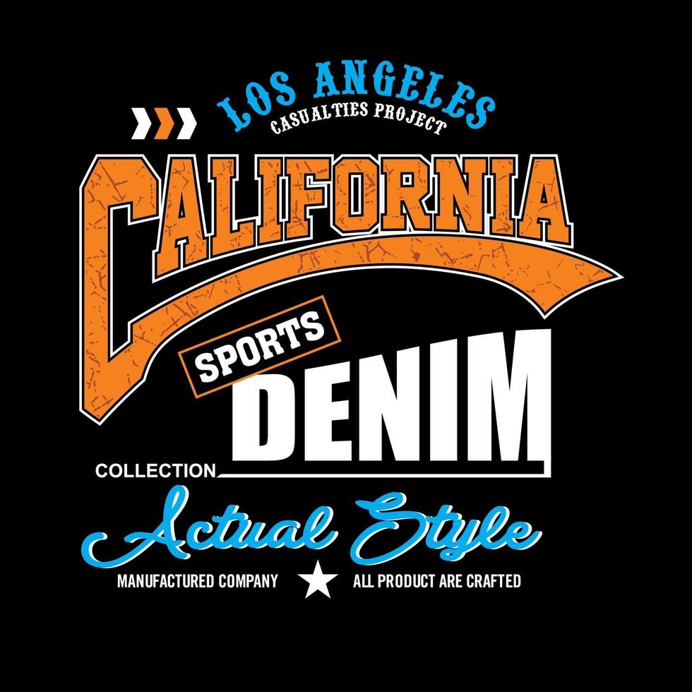 California vintage typography apparel design vector