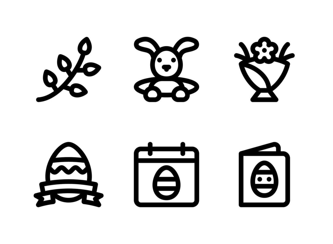 simple conjunto de iconos sólidos vectoriales relacionados con la pascua. contiene iconos como amentos, conejito, ramo, huevo de pascua y más. vector