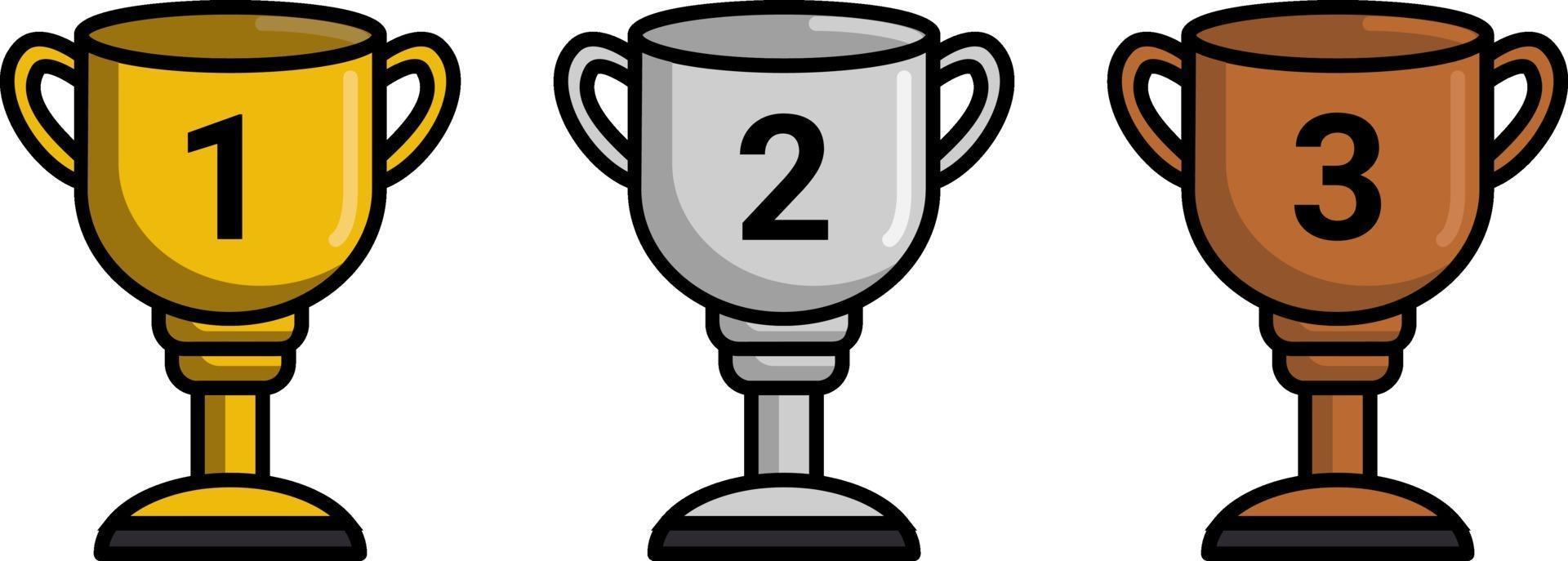 simple gold silver and bronze trophy for 1 2 3 winner, perfect for competition design vector