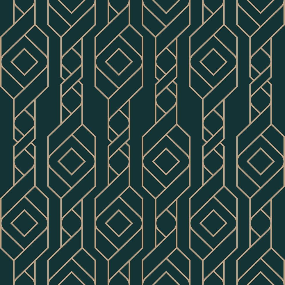 Luxury abstract seamless pattern, gold pattern on dark green background vector