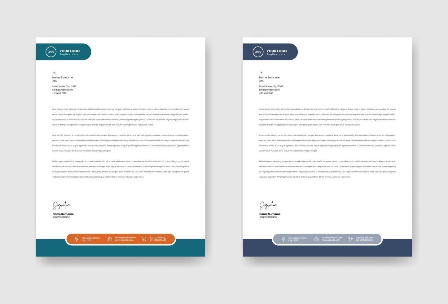 Elegant minimal design company letterhead template for professional business branding with clean layout vector