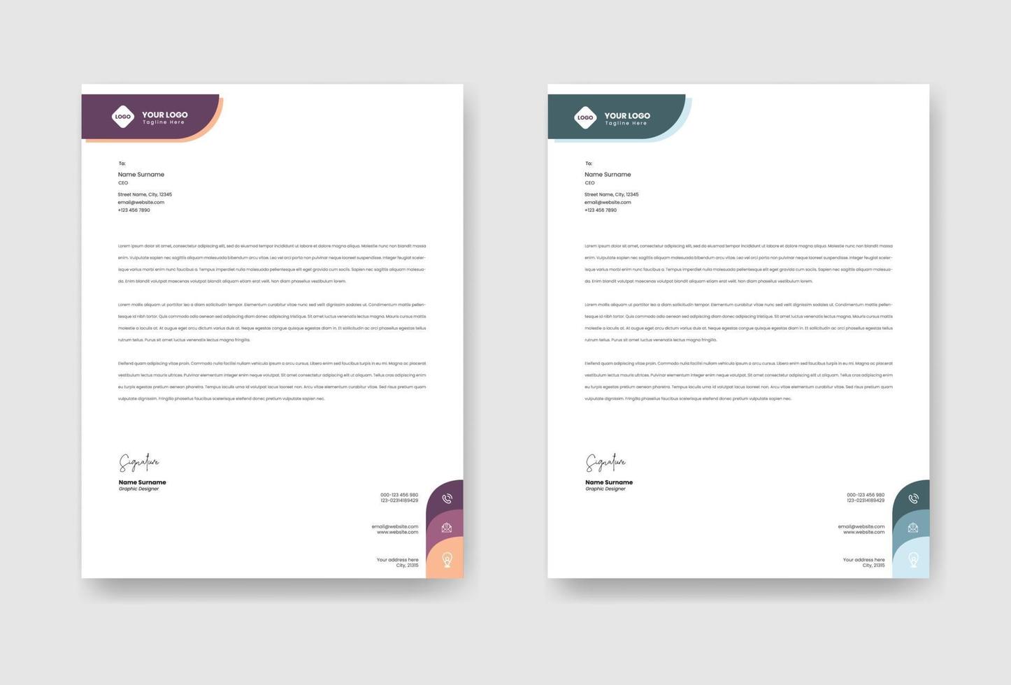 Minimal design company letterhead template vector