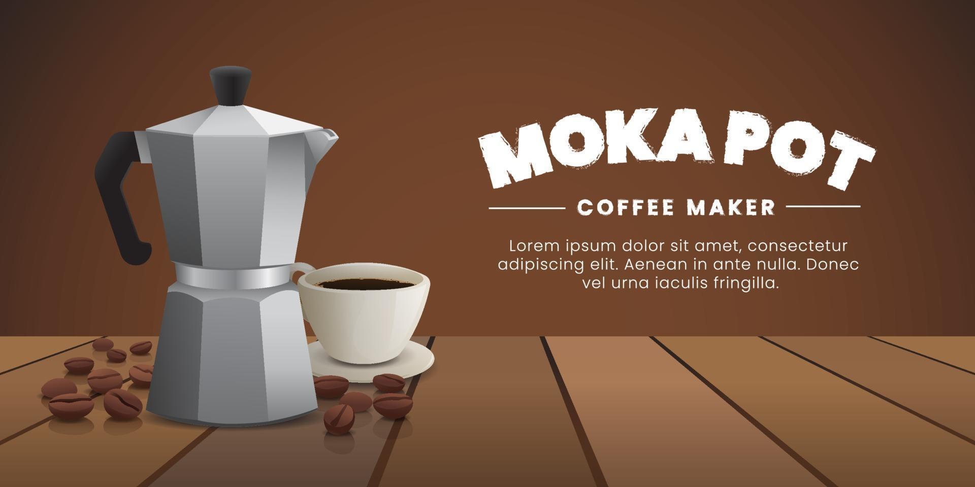 Moka pot banner vector