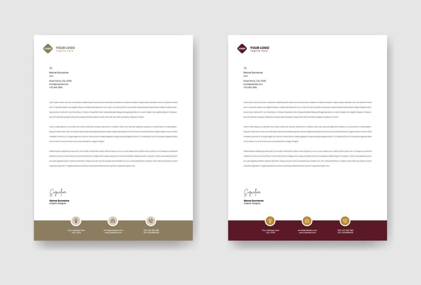 Minimal company letterhead template with elegant layout and professional typography for clean corporate branding vector