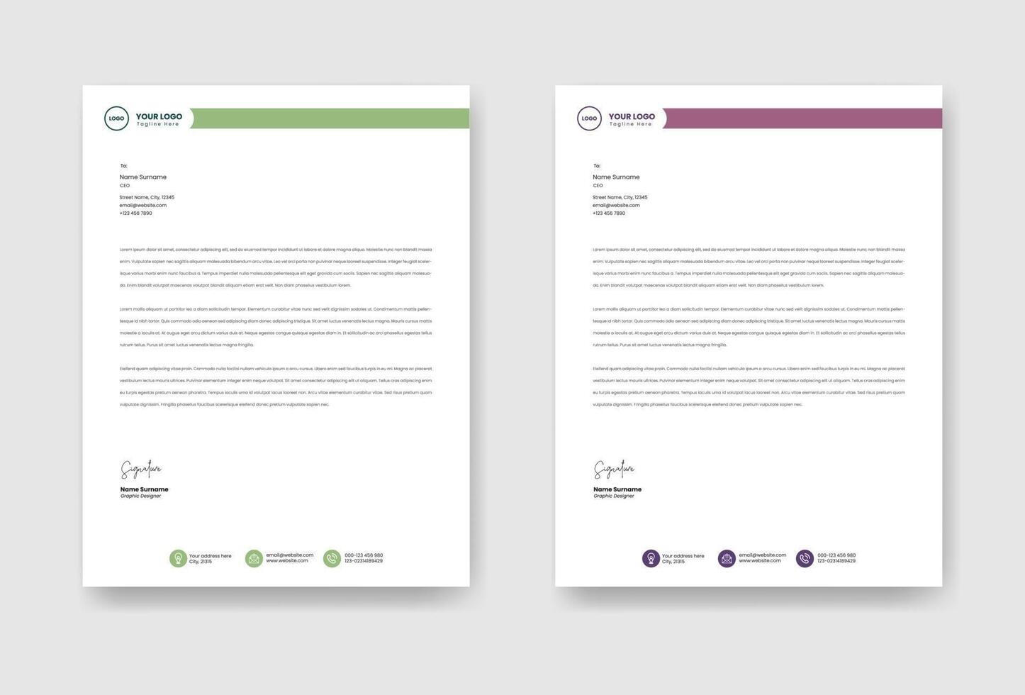 Minimal letterhead business template with clean structure and professional design for modern corporate communication vector