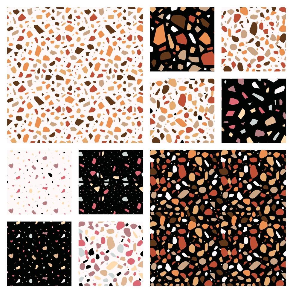 Set of terrazzo seamless patterns. Terrazzo floor pattern. Terrazzo seamless pattern. Collection of terrazzo pattern vector