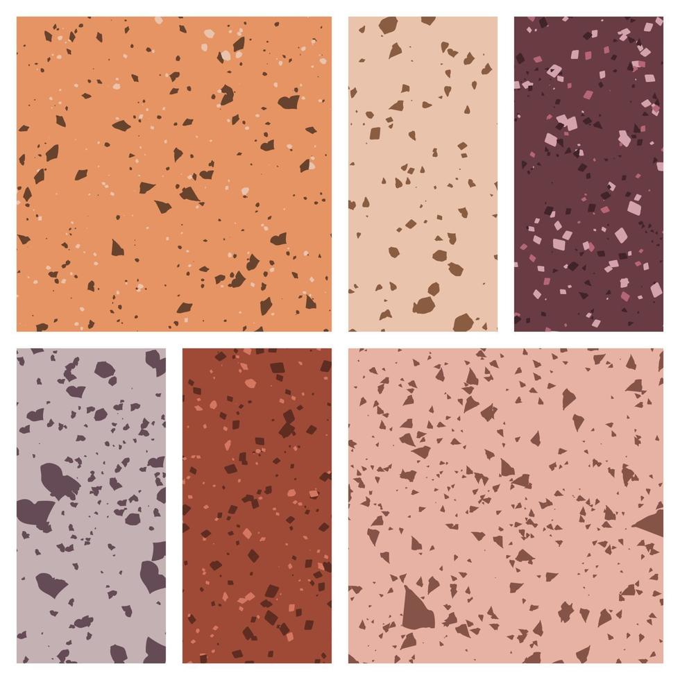 Set of terrazzo seamless patterns. Premium Vector