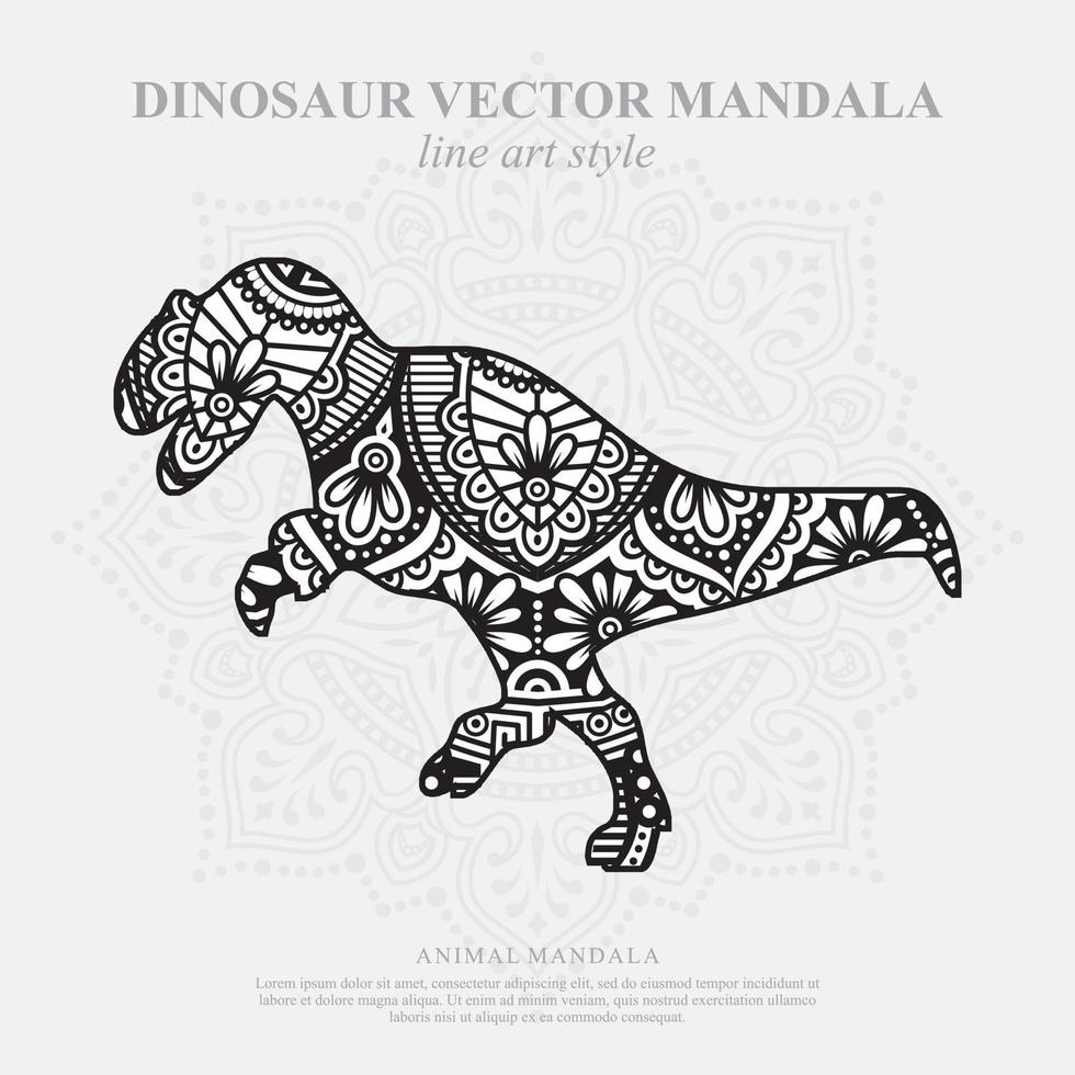 Dinosaur Mandala. Vintage decorative elements. Oriental pattern, vector illustration.