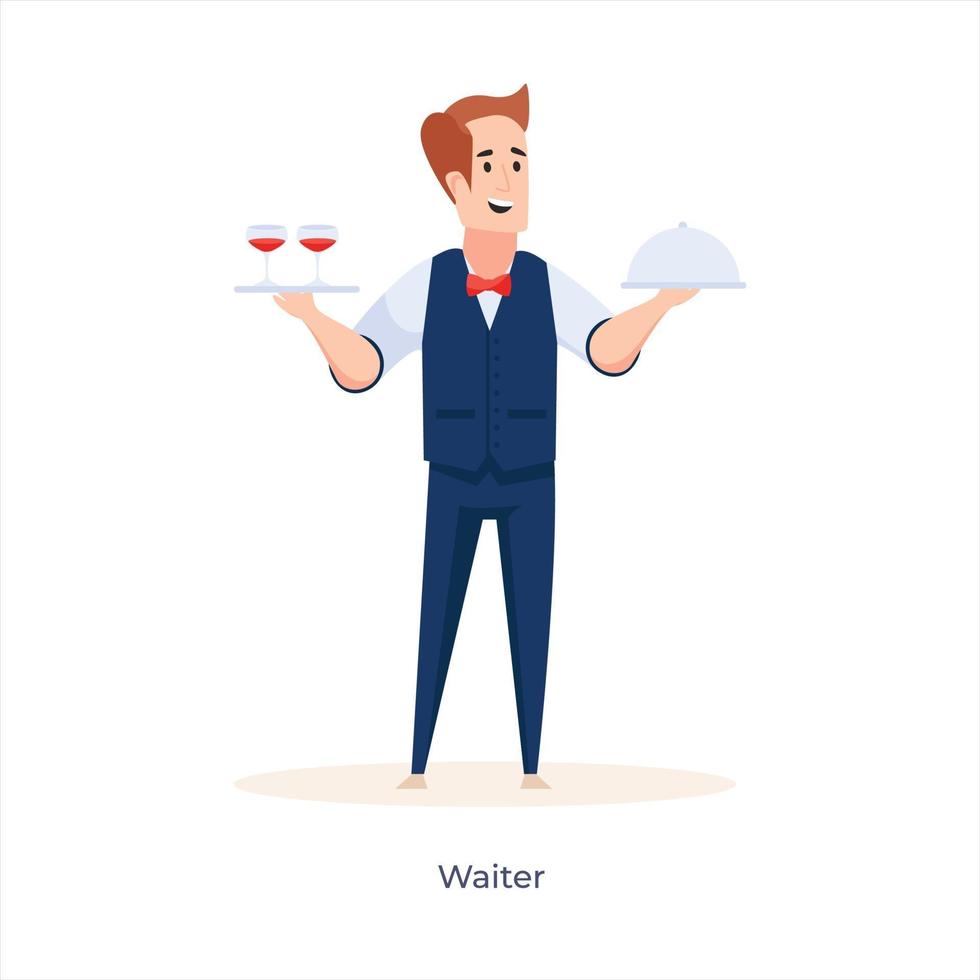 Male Waiter Avatar vector