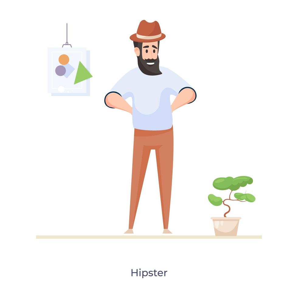 joven hipster barbudo vector