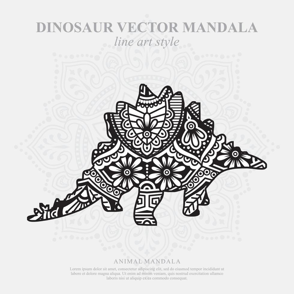 mandala de dinosaurio. elementos decorativos vintage. patrón oriental, ilustración vectorial. vector