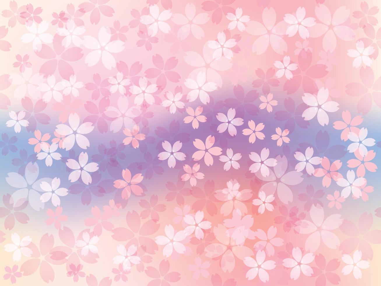 Seamless Vector Background Illustration With Cherry Blossoms In Full Bloom. Horizontally And Vertically Repeatable.