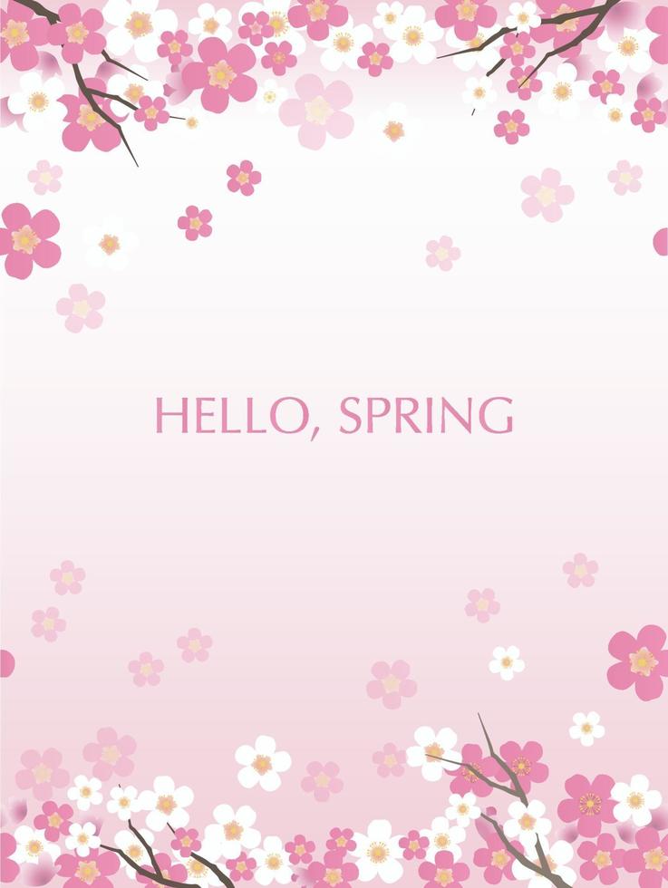 Vector Background Illustration With Cherry Blossoms And Text Space. Horizontally Repeatable.