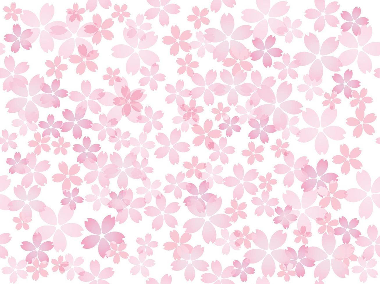 Seamless Vector Background Illustration With Cherry Blossoms In Full Bloom Isolated On A White Background. Horizontally And Vertically Repeatable.