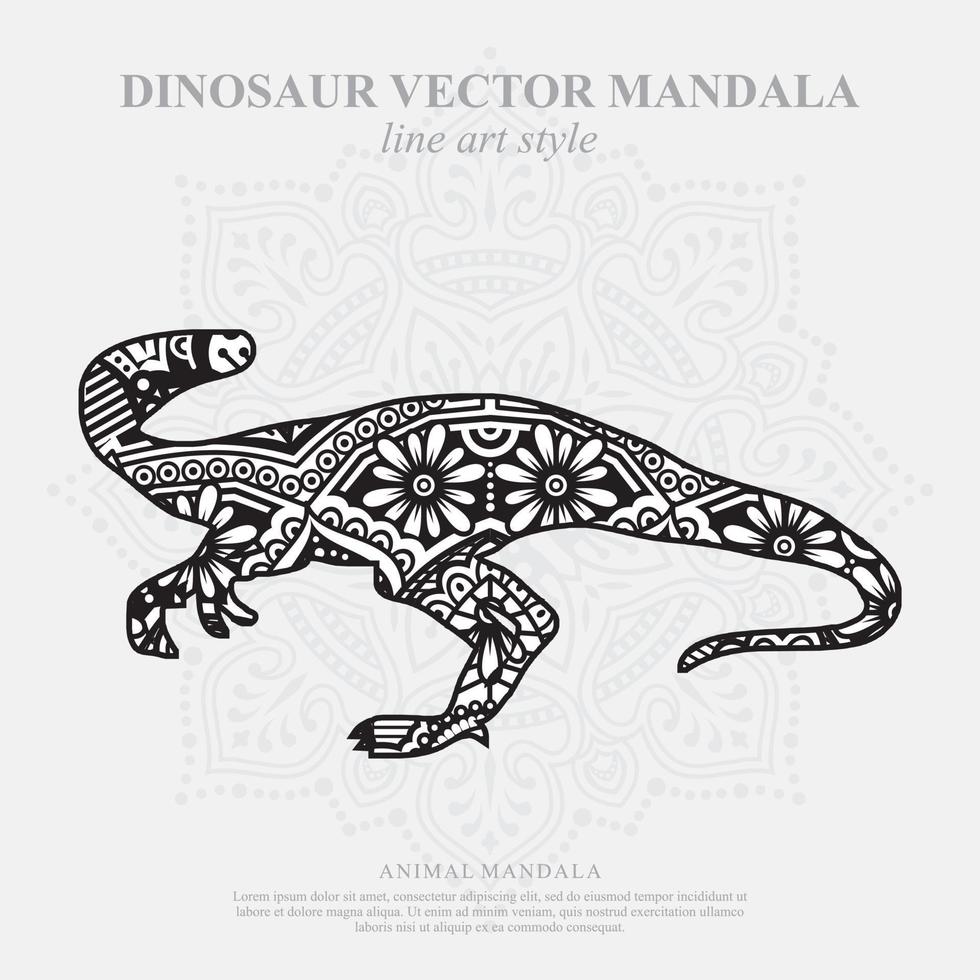 mandala de dinosaurio. elementos decorativos vintage. patrón oriental, ilustración vectorial. vector