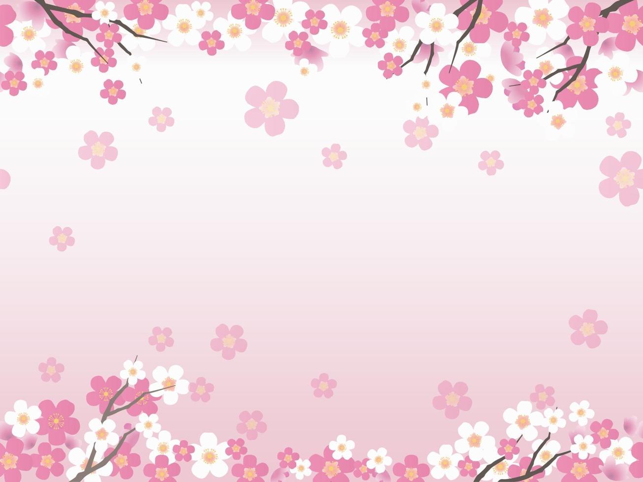 Vector Background Illustration With Cherry Blossoms And Text Space. Horizontally repeatable.