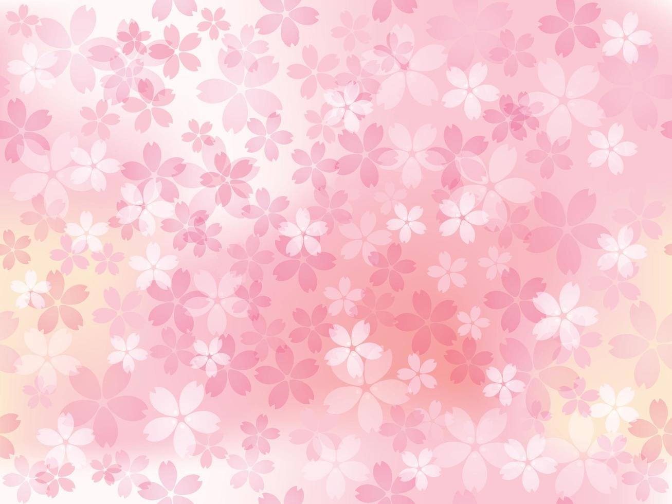 Seamless Vector Background Illustration With Cherry Blossoms In Full Bloom. Horizontally And Vertically Repeatable.