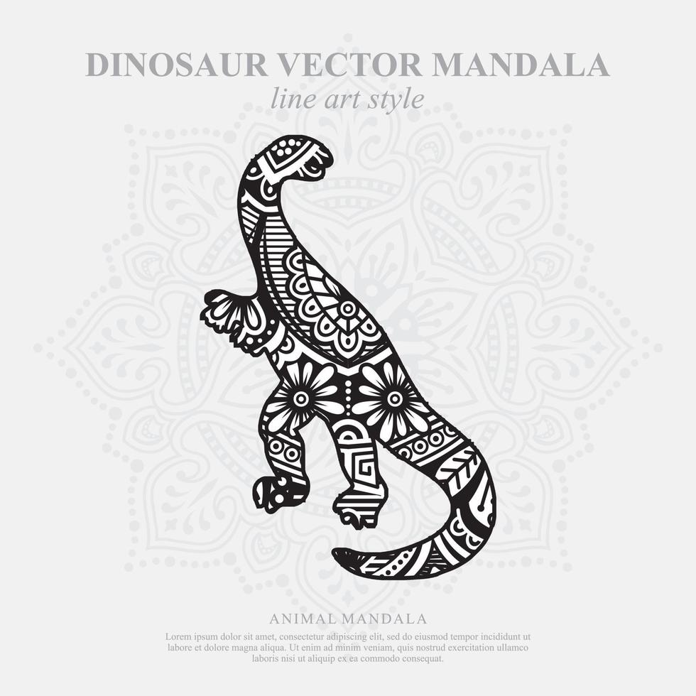 mandala de dinosaurio. elementos decorativos vintage. patrón oriental, ilustración vectorial. vector