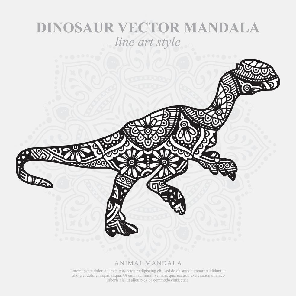 mandala de dinosaurio. elementos decorativos vintage. patrón oriental, ilustración vectorial. vector