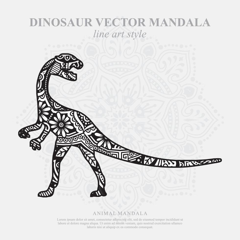 Dinosaur  Mandala. Vintage decorative elements. Oriental pattern, vector illustration.