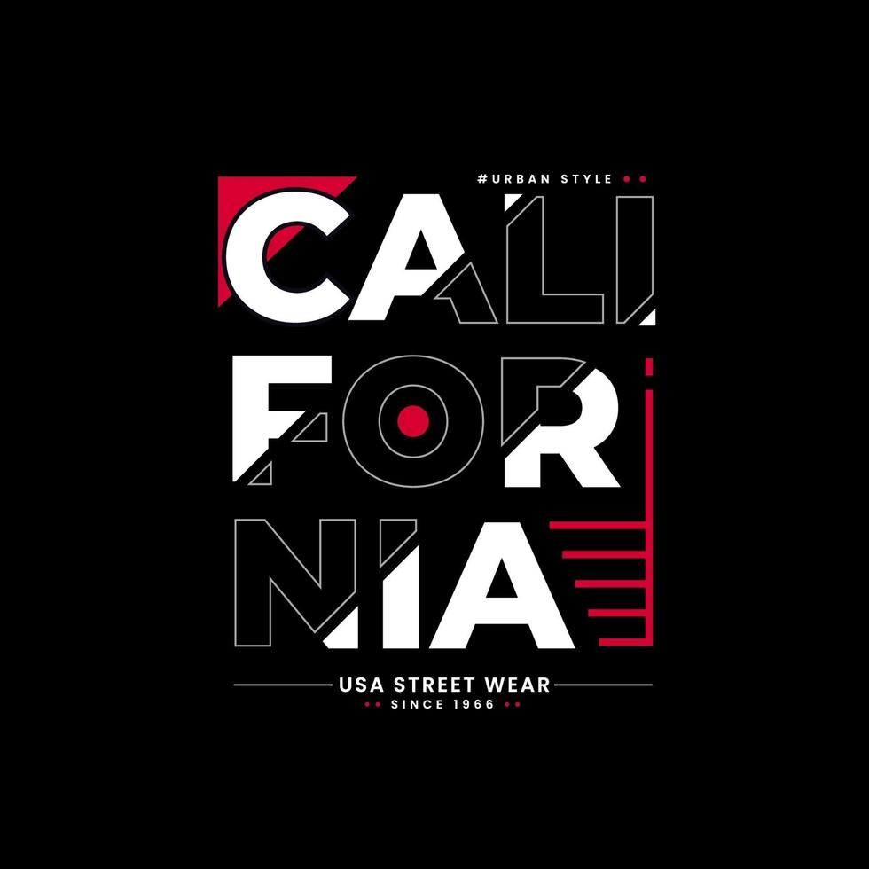 California modern typography apparel design vector