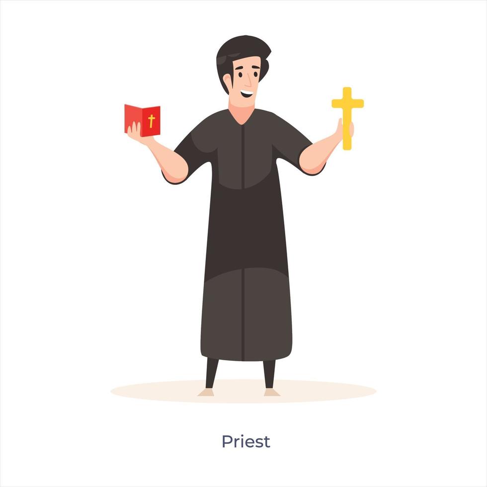 joven sacerdote avatar vector