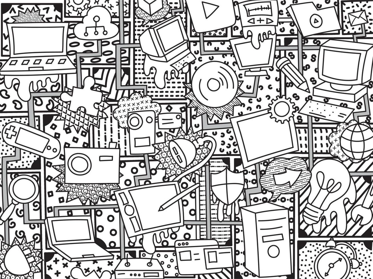 Pattern with Different Objects for Your Design. Wall Doodle Art vector