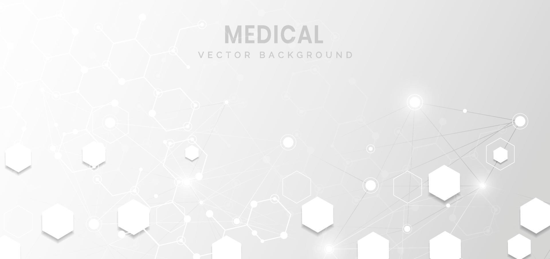 Fondo abstracto del modelo del hexágono blanco y gris. medicina y ciencia, concepto de conexión tecnológica. vector