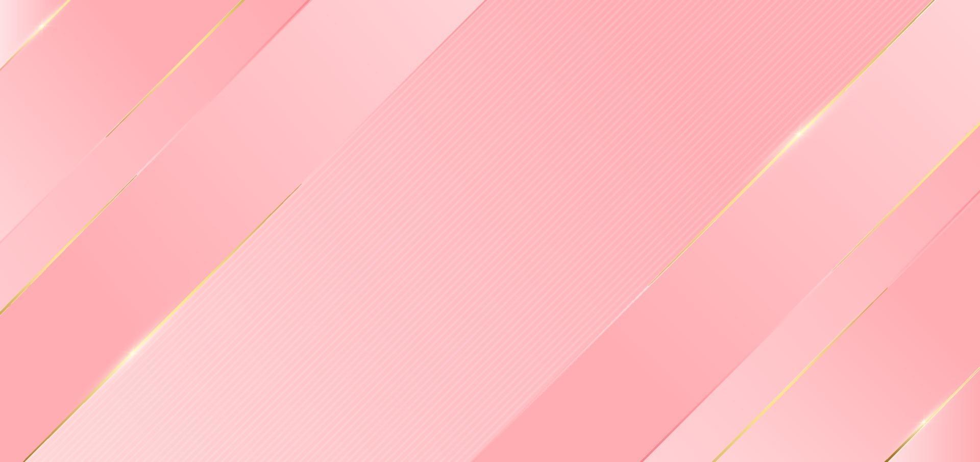 Fondo diagonal geométrico de diseño rosa abstracto con líneas doradas con espacio para copiar texto. vector