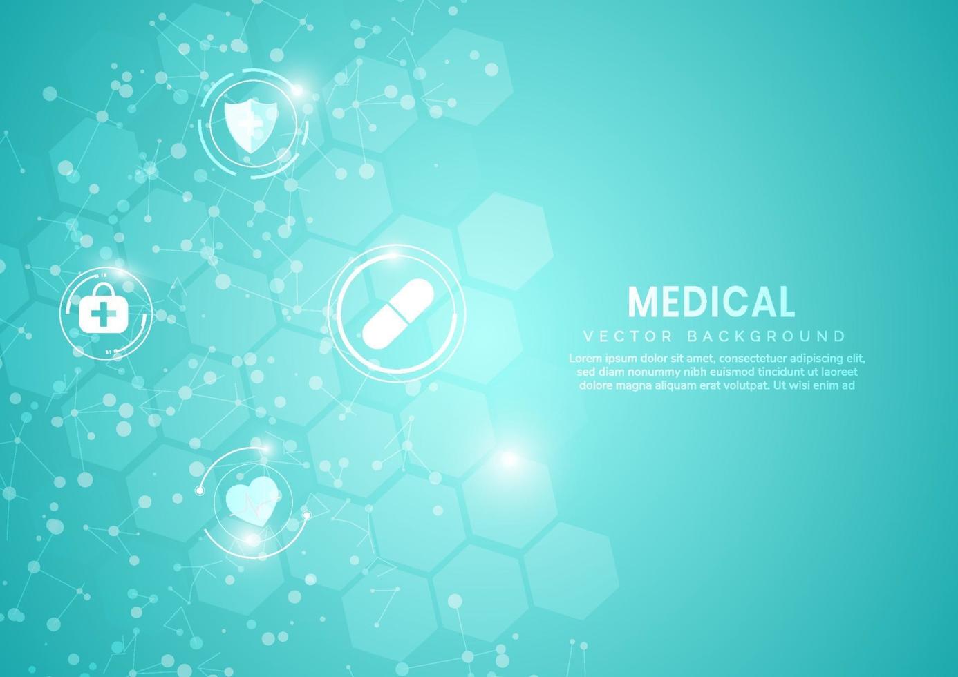 Abstract blue hexagon pattern background. Medical and science concept and health care icon pattern. vector