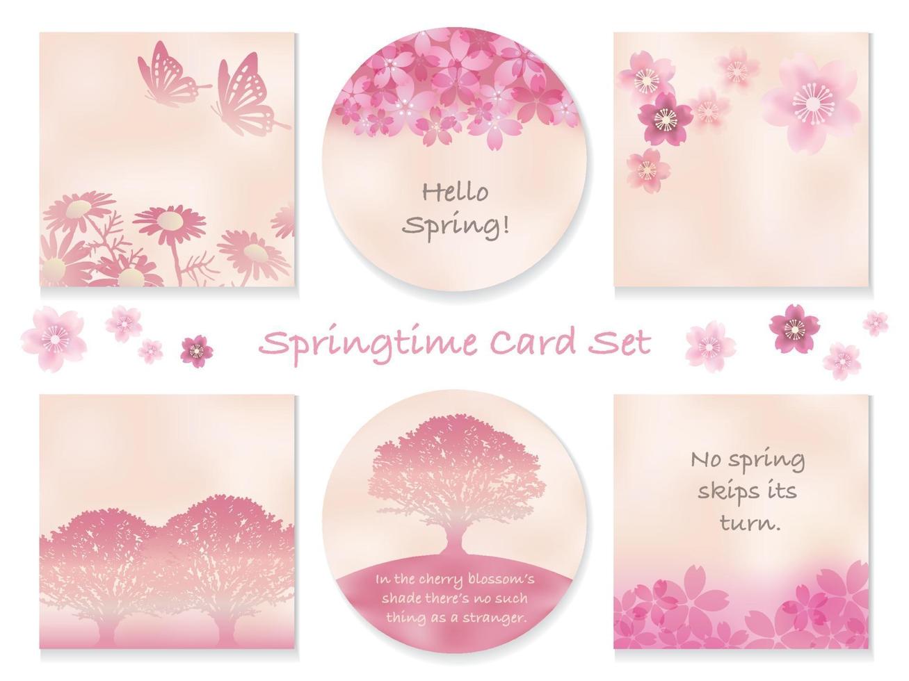 Set Of Spring Greeting Card Templates With Botanical Decorations Isolated On A White Background. Vector Illustration.