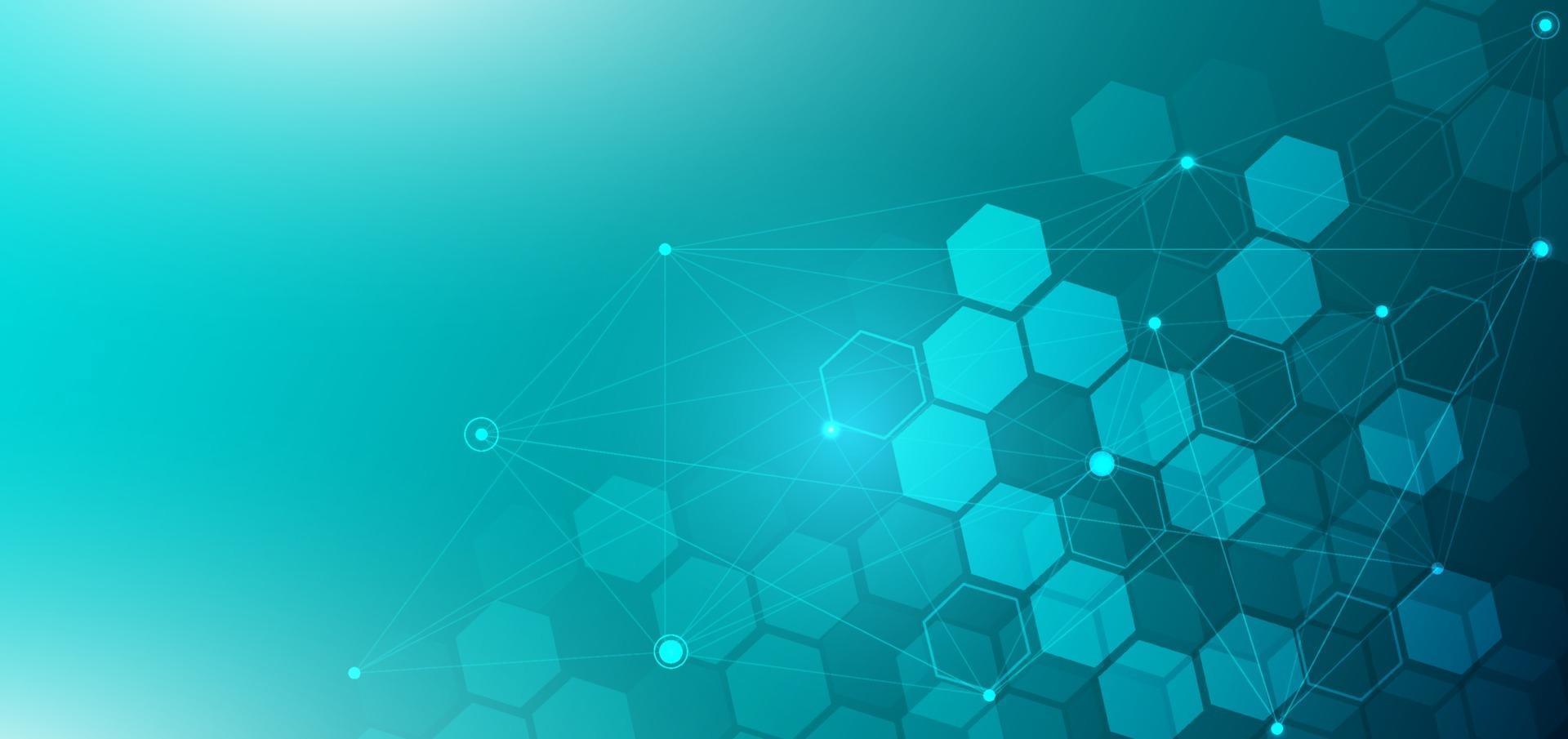 Abstract hexagon pattern background. Medical and science concept and structure molecule and communication. vector