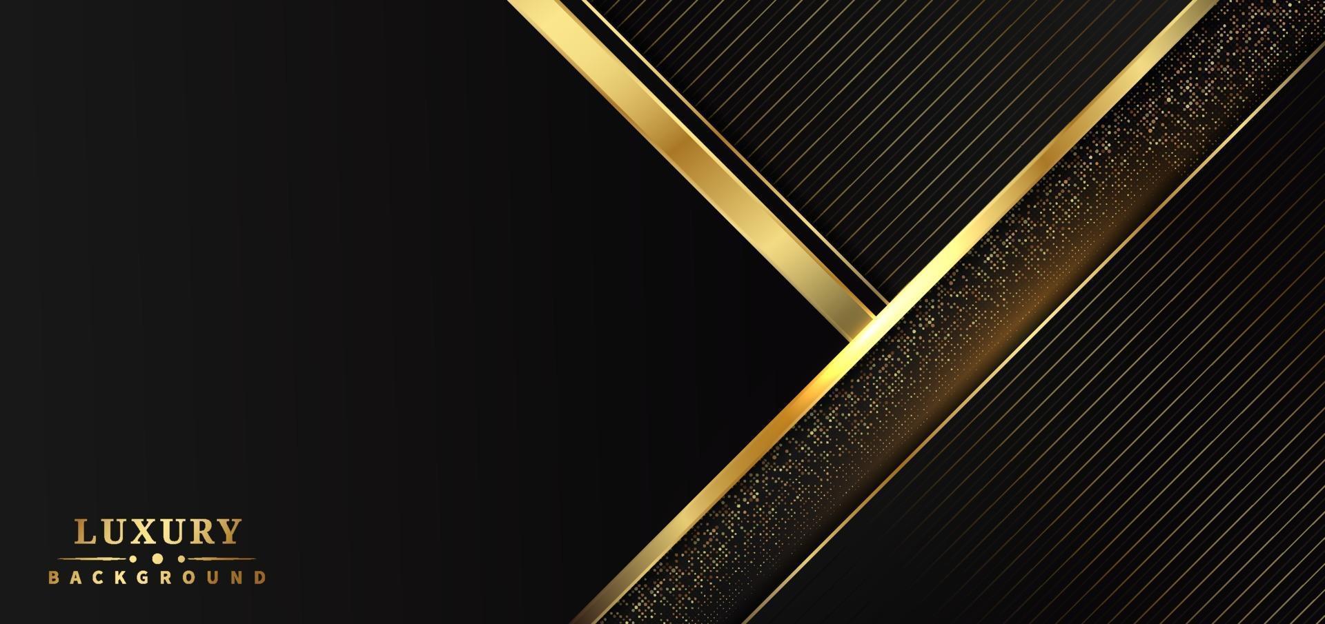 Abstract template black geometric with golden line layer background. Luxury style. vector