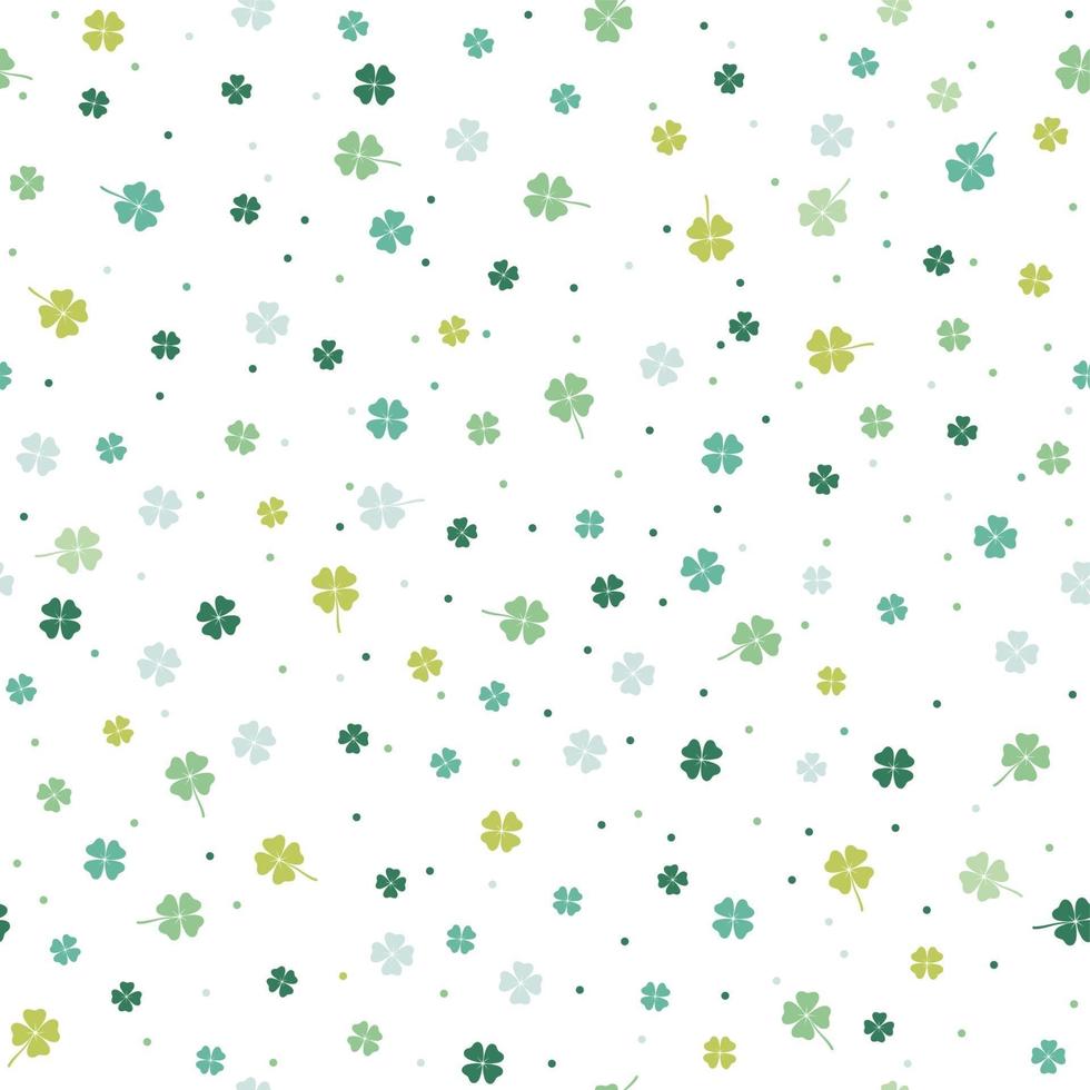 Abstract Seamless Square Springtime Background With Four-Leaf Clovers, Vector Illustration. Horizontally And Vertically Repeatable.