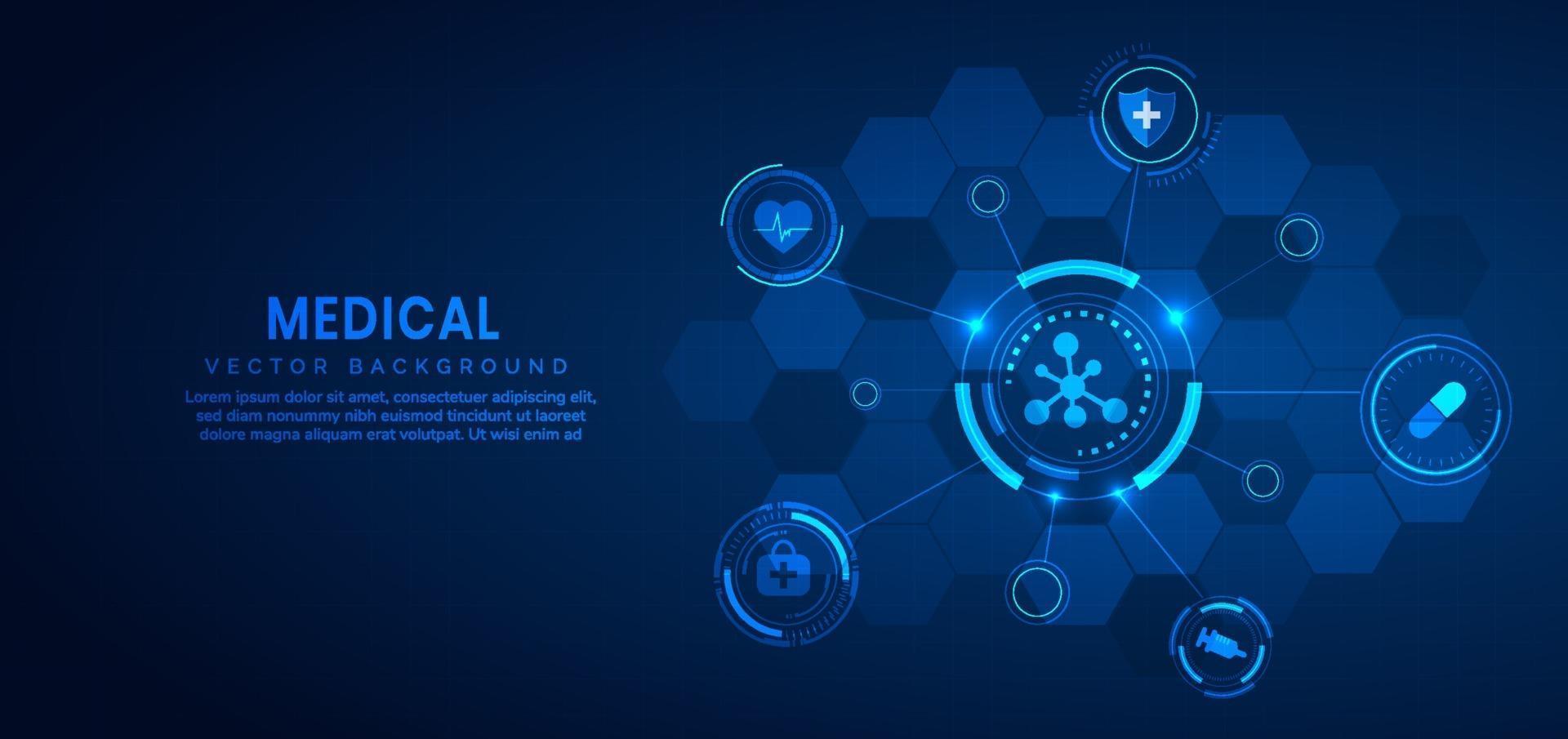 Medical technology and science concept and health care icon pattern background. vector