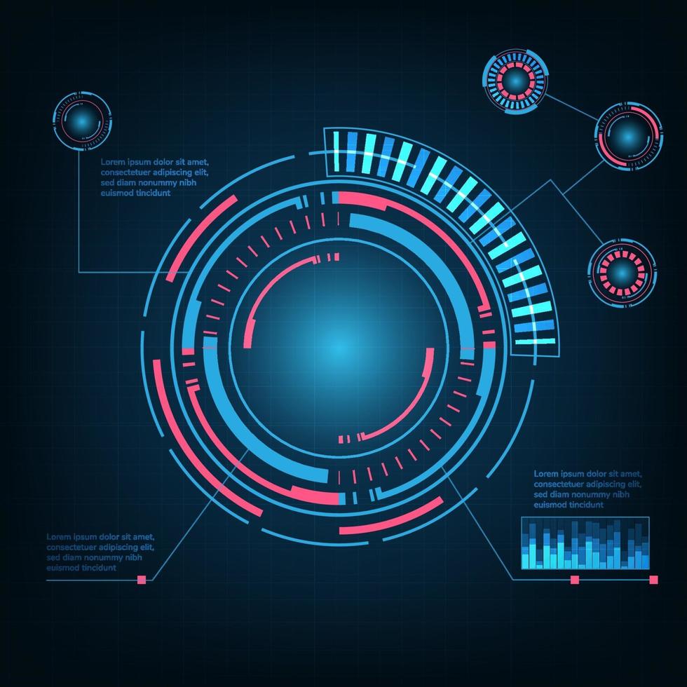 Fondo abstracto de tecnología futurista. elemento de círculo de hud. concepto de comunicación de alta tecnología. vector