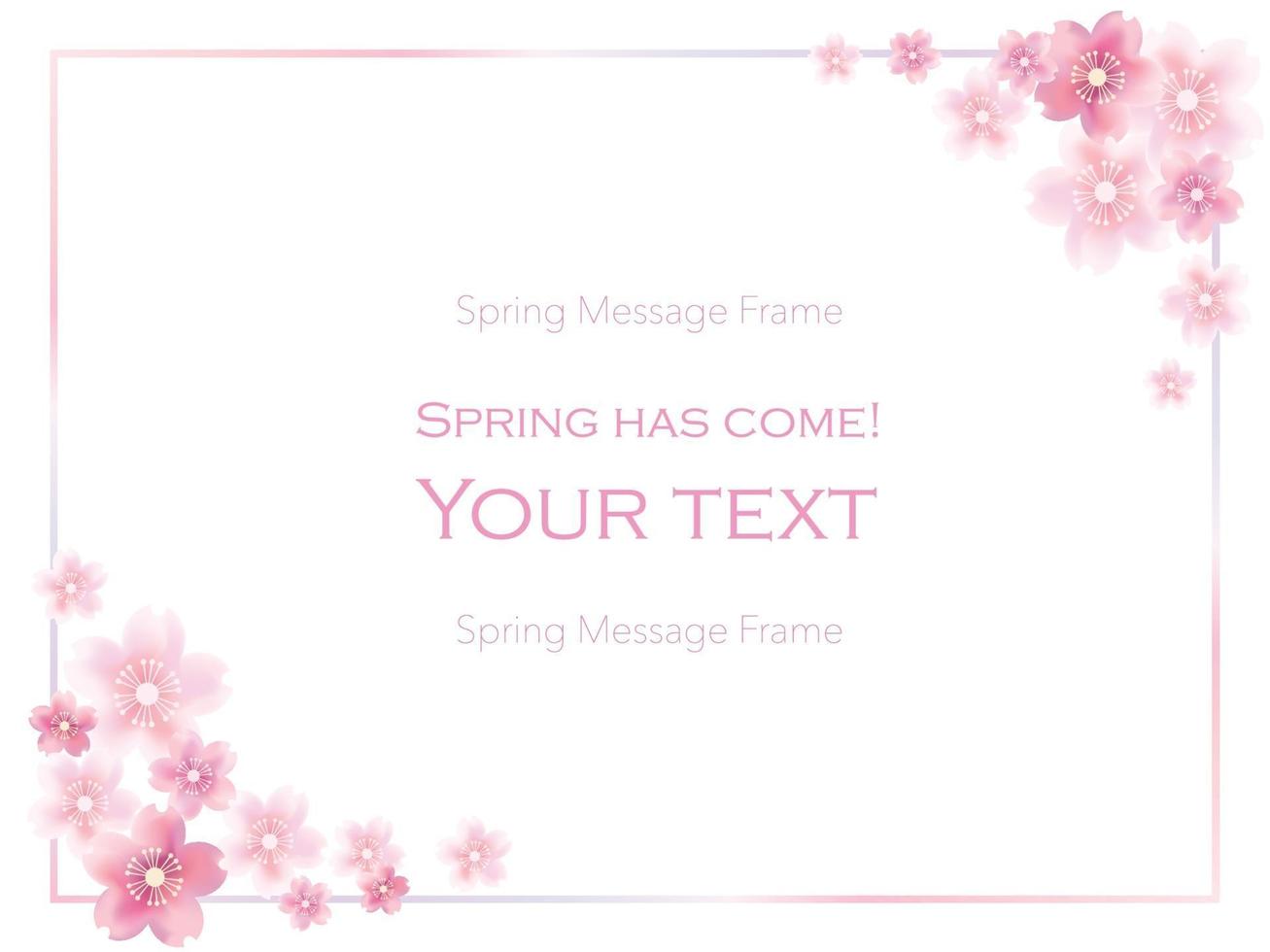 Rectangle Vector Cherry Blossom Frame Isolated On A White Background.